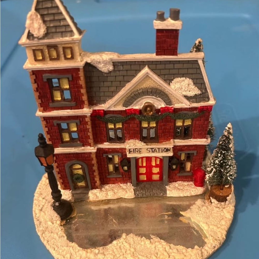 Festive Fire Station Holiday Decoration